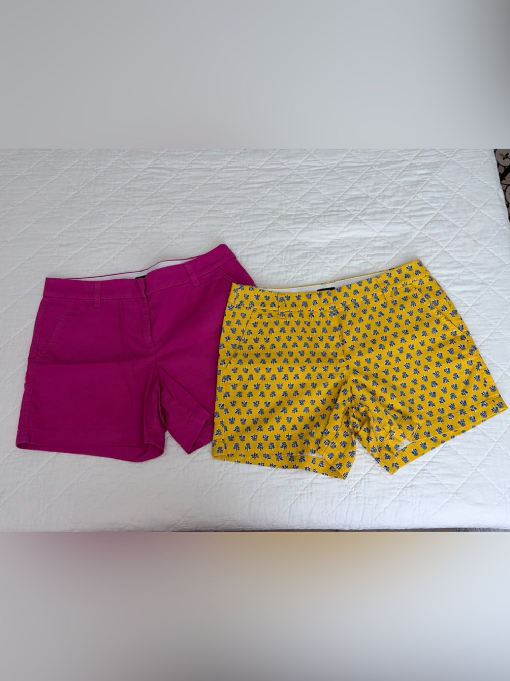 J. Crew Pink Magenta Shorts & Yellow Floral Print Shorts - Pair